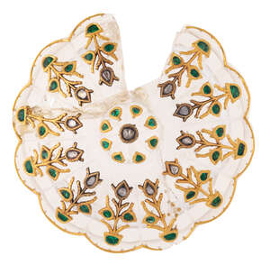 A Mughal rock crystal diamond-and emerald-set lid, India, 18th century, of lobed, domed form...