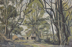 
	
		Cecil Heathfield, 
		British 1893-1969 - 
		 
		Deserted Farm, 1948;  
		 
		oil on...