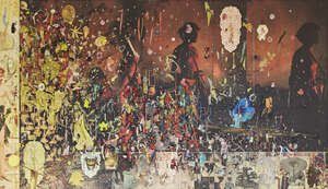 
	
		Elliott Hundley, 
		American b.1975- 
		
		Exit Dionysus, 2010; 
		
		Soundboard, ink...