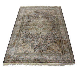 
	
		A modern silk rug of Tabriz design, with central stylised medallion in intricately woven...