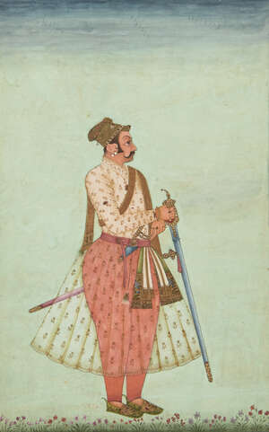 
	
		A standing portrait of Maharaja Shri Jaswant Singh Ji by Ka Murad, Bikaner, Rajasthan,...