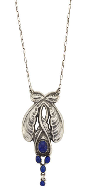 
	
		Georg Jensen (1866-1935) a silver pendant with lapis cabochons
		Georg Jensen 1933-1944...