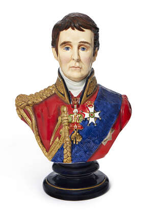 
	
		A porcelain portrait bust by Michael Sutty of the Duke of Wellington, edition 35/250,...