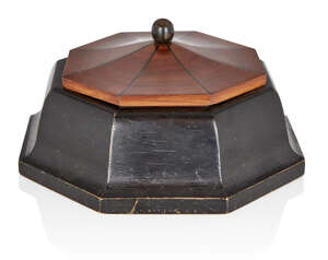 
	
		Designer Unknown, 
		 
		Octagonal lidded box, circa 1940, 
		Walnut, ebonised wood,...