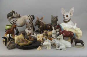 
	
		A large pottery model of a chihuahua, 20th century, 33cm high, together with a collection...