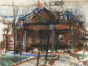 Eugenio Chicano, Spanish 1935-2019- Real Conservatorio de Musica, 1965; pastel on paper, signed,...