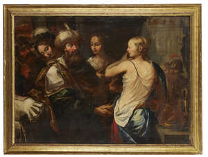 
	
		Genoese School, 
		17th century- 
		 
		Esther Before Ahasuerus; 
		 
		oil on...