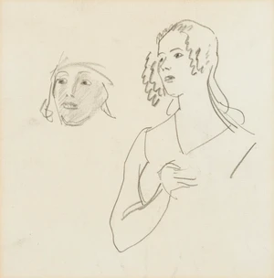 Dame Laura Knight DBE RA RWS, British 1877-1970 - Studies of heads of dancers; pencil on paper, 17.4 x 17.2 cm (ARR)  Provenance: with Leigh Underhill Gal
