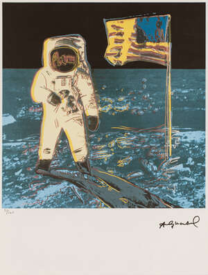 
	
		After Andy Warhol, 
		American 1928-1987- 
		 
		Moon Landing, 1987; 
		 
		lithograph...