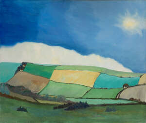 
	
		Bob Bourne, 
		British 1931-2021 - 
		 
		Sunset on New Mill, Cornwall, 1985; 
		 
		oil...
