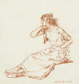 
	
		Sir William Russell Flint RA RSW PRWS, 
		Scottish 1880-1969-
		 
		Seated draped...