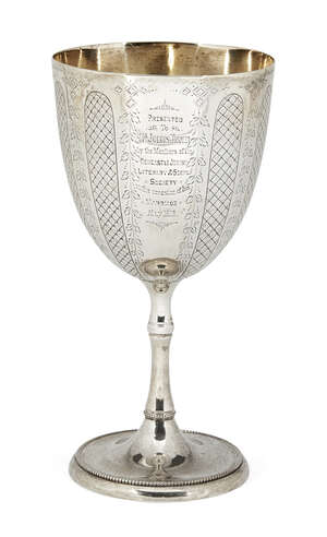
	
		A Jewish interest Victorian silver goblet, Sheffield, c.1870, Roberts & Belk, engraved...