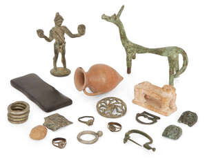 
	
		A miscellaneous group of bronze, silver, pottery and stone objects
		Various Periods, 8