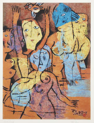 
	
		Shao Fei,
		Chinese b.1954-
		 
		Freedom, 2002;
		 
		offset lithograph in colours on...