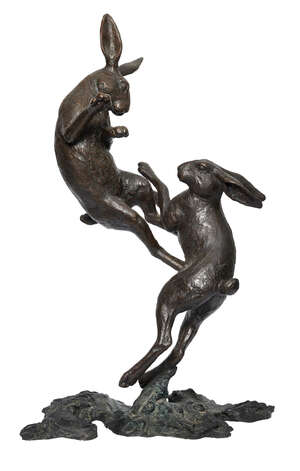 
	
		Michael Simpson (b.1951) British, a large bronze group
		'Boxing Hares', edition 2/21,...