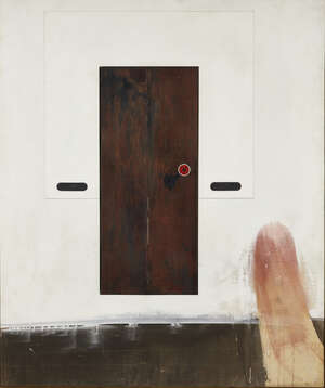 
	
		Derek Hirst,
		British 1930-2006-
		
		Mi Casa Es Su Casa, 1963;
		
		cryla and mixed...