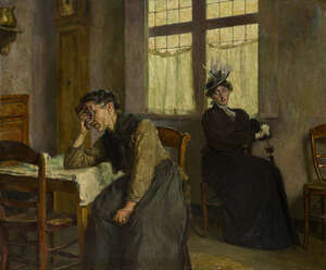 
	
		Leo van Aken, 
		Belgian 1857-1904-
		 
		Meter Dolorosa;
		 
		oil on canvas,...