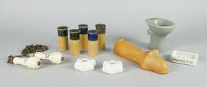 
	
		A Group of Doulton Wares comprising: five Doulton Lambeth Cylindrical containers; a...