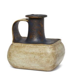 
	
		Attributed to Gambone (Italian), a large lidded vessel 
		c.1960, indistinct mark to...