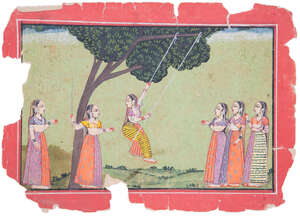 A group of six Rajasthani paintings, India, 19th century, opaque pigments on paper, depicting...