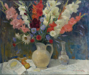 
	
		Frederic Van der Linden, 
		 
		Belgian 1852 - 1926- 
		 
		 
		Glaïeuls dans une...