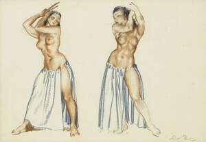 
	
		Sir William Russell Flint RA RSW PRWS, 
		Scottish 1880-1969-
		 
		Study of Two...