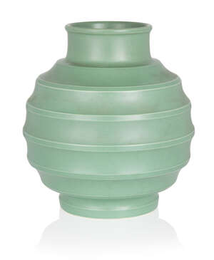 
	
		Keith Murray (1892-1981) for Wedgwood, 
		 
		Green vase, 1933, 
		Earthenware, matt...