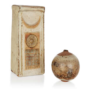 
	
		Alan Wallwork (1931-2019), 
		 
		Slab vase and small ovoid vase, circa 1960s, 
		
