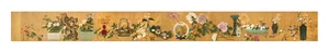 Li Anren, Qing dynasty 
Suizhao Qing Gong (New Year Still Life)
Ink and pigment on silk, signed 廣陵李安仁恭畫 Guang Ling Li An Ren Gong Hua, and beari