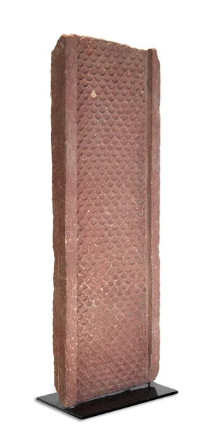 A red sandstone waterslide (Chadar), Mughal India, 17th Century,&nbsp;
On stand, with typical fish...