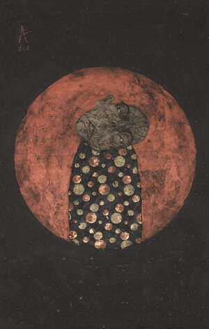 Sabhan Adam,
Syrian, b. 1972,
 
Untitled, 2007;
 
mixed media on canvas, signed and dated in red...
