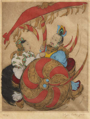 
	
		Elyse Ashe Lord (1900-1971)
		 
		'Listening to Music', signed in pencil bottom right,...