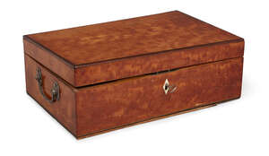 
	
		A George III satinwood fitted toilet box, with ebony stringing, the extensively fitted...