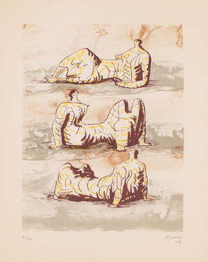 
	
		Henry Moore OM CH FBA, 
		British 1898-1986- 
		 
		Three Reclining Figures [CGM 183],...