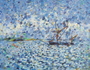 
	
		Simon Dobbs, British b.1937- Barge of the Blackwater; oil on canvas, signed with initials...
