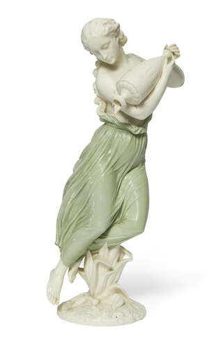 
	
		A Royal Worcester glazed and tinted Parian model of Morning Dew, 19th century, modelled...