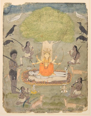 The goddess Parvati as Kamakshi Amman, Chamba, North India, circa 1875,&nbsp;
Opaque pigments on...