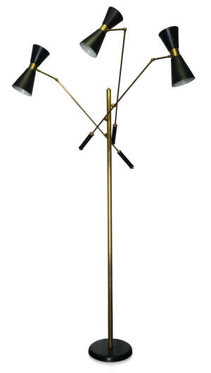 
	
		Manner of Arteluce, 
		 
		Italian brass three light floor lamp, 20th Century, 
		