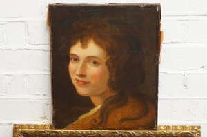 
	
		British School, 
		early 19th century- 
		 
		Portrait of a female allegorical figure,...