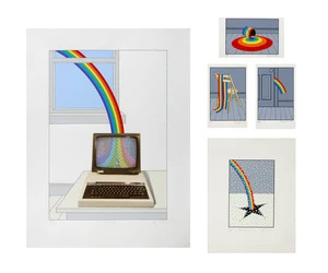 Patrick Hughes,&nbsp;British b.1939-&nbsp;Colour Process, 1984; Breaking the Ice, 1982; Rainbow Draped over Chair,...