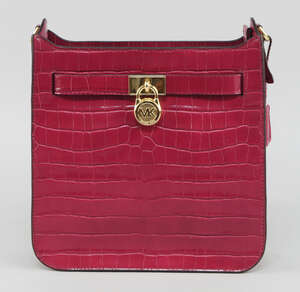 
	
		A Michael Kors shoulder bag, raspberry crocodile effect pressed leather and gilt metal...