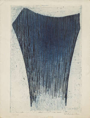 
	
		Anna-Eva Bergman, 
		Norwegian 1909-1987-
		 
		Untitled 1958;
		 
		etching in colours...