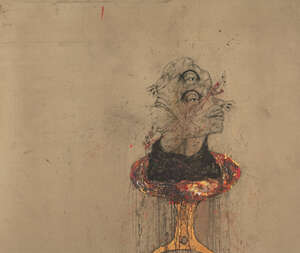 
	
		Sabhan Adam (Syrian, b. 1972), Untitled, mixed media on canvas, 2007, Verso: A/Sabhan...