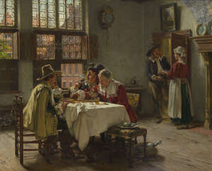 
	
		Albert Friedrich Schröder, 
		German 1854-1939- 
		Backgammon; 
		oil on panel, signed...
