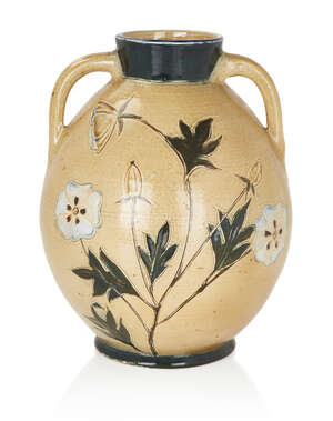 
	
		Martin Brothers, 
		 
		Large twin-handled urn vase, circa 1877-1885, 
		Glazed...