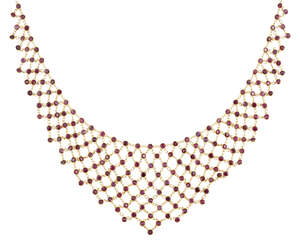 
	
		A ruby necklace, of tapered lattice design composed of a series of circular ruby collets...