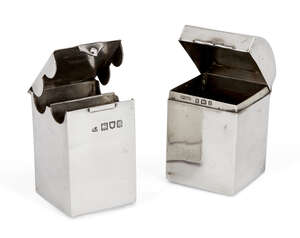 
	
		Two silver stamp boxes, one London, c.1897, Samuel Jacob, of cuboid form with hinged lid...