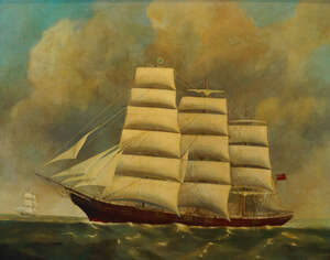 
	
		George Renwick Barr, 
		British 1820-1898- 
		 
		Clipper 'Ariel' under full sail;...