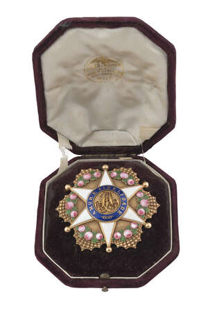 
	
		A gold and enamel Imperial order of the Rose, Breast Star, Brazil, Austrian made, 19th...
