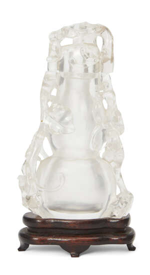 
	
		A Chinese rock crystal double gourd vase and cover, 19th century, carved as a double...